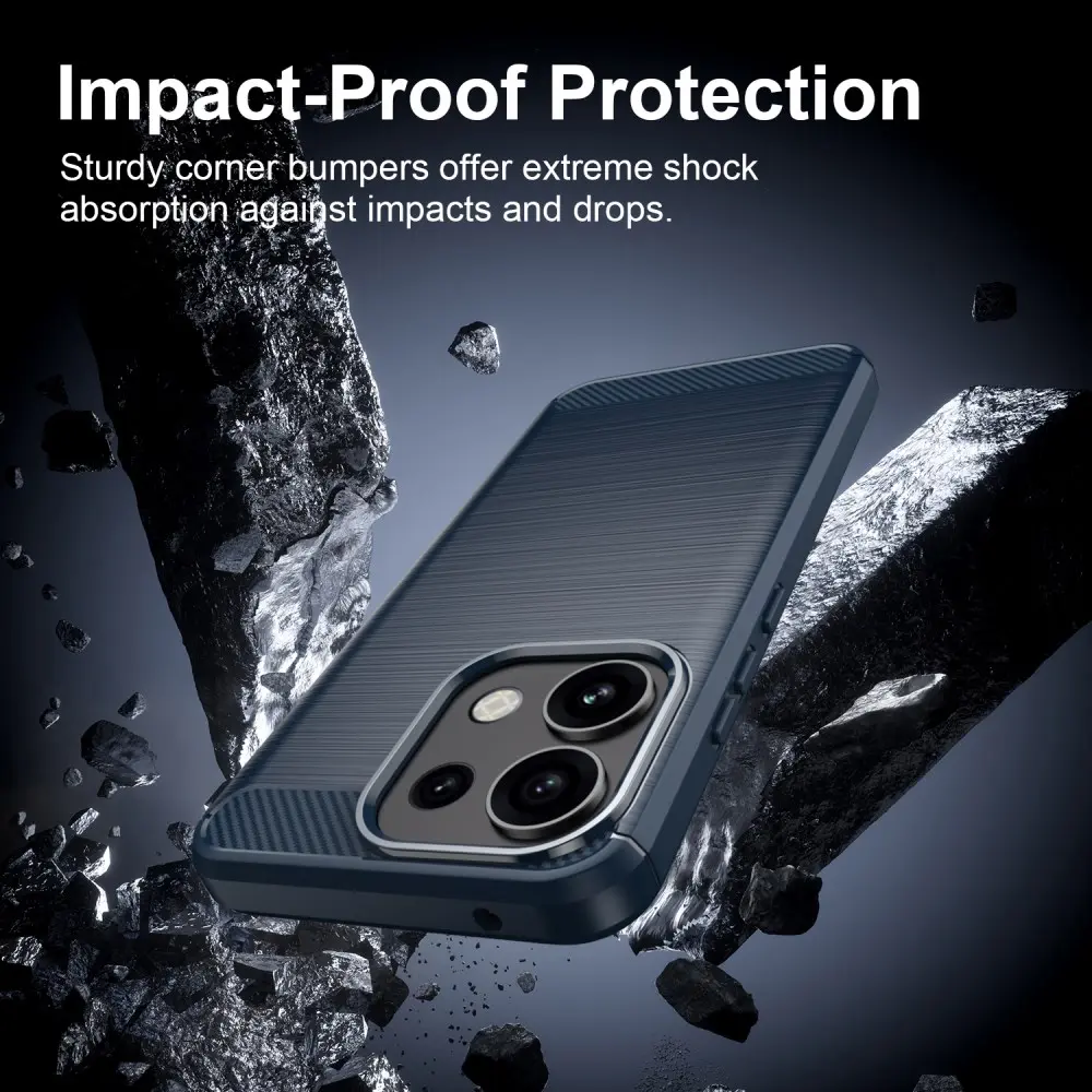 Oppo Reno 16 F Hoesje Geborsteld TPU Flexibele Back Cover Blauw afbeelding 2