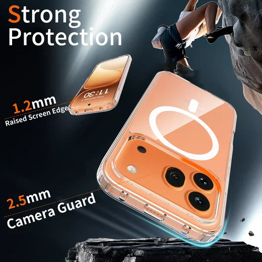 Honor 600 Hoesje Hard Back Cover met MagSafe Transparant afbeelding 3