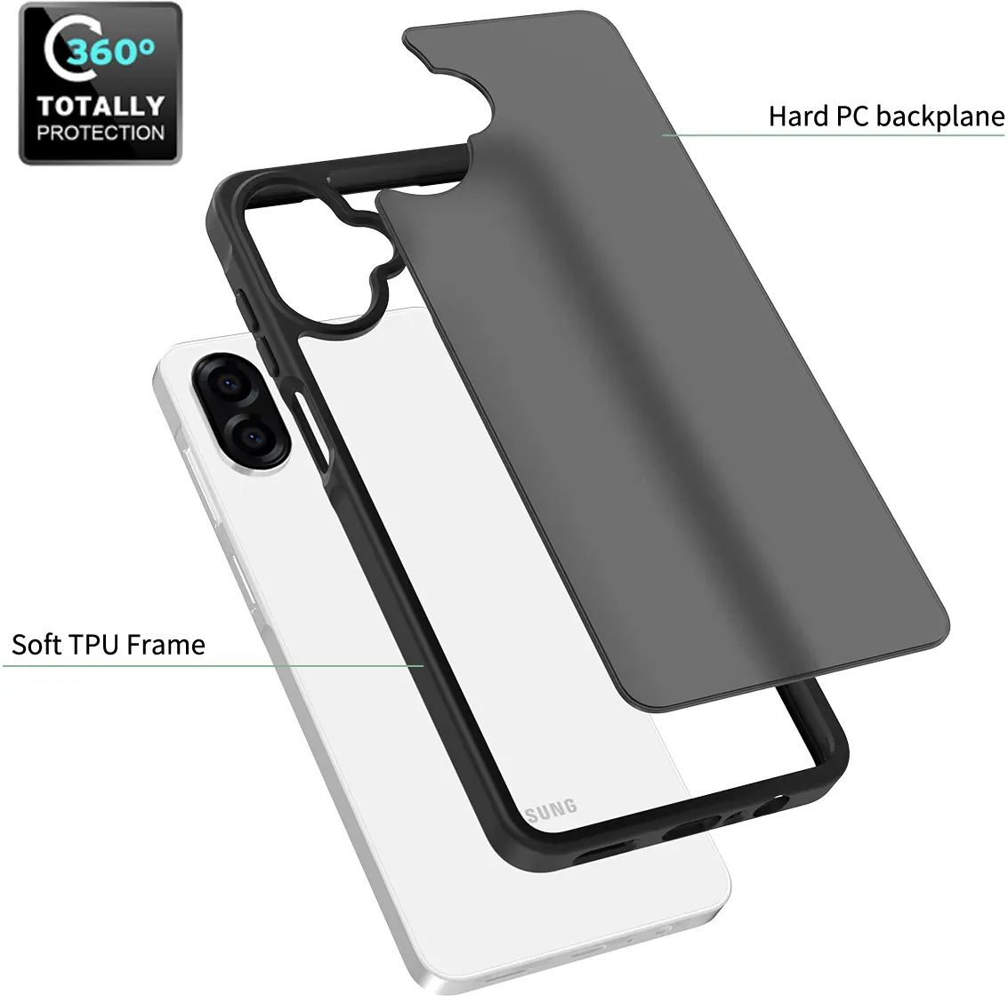 Samsung Galaxy A08 Hoesje Back Cover Matte Zwart afbeelding 6
