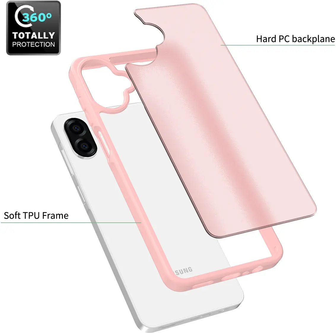Samsung Galaxy A08 Hoesje Back Cover Matte Roze afbeelding 6
