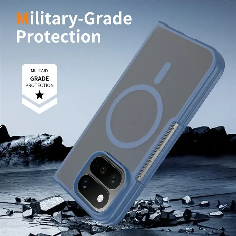 Google Pixel 11 Pro Fold Hybrid Hoesje met MagSafe Back Cover Matte Blauw afbeelding 2