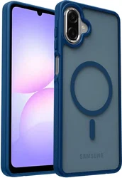 Samsung Galaxy A08 Hybrid Hoesje met MagSafe Back Cover Matte Blauw afbeelding