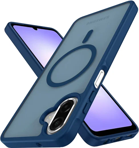 Samsung Galaxy A08 Hybrid Hoesje met MagSafe Back Cover Matte Blauw afbeelding 12