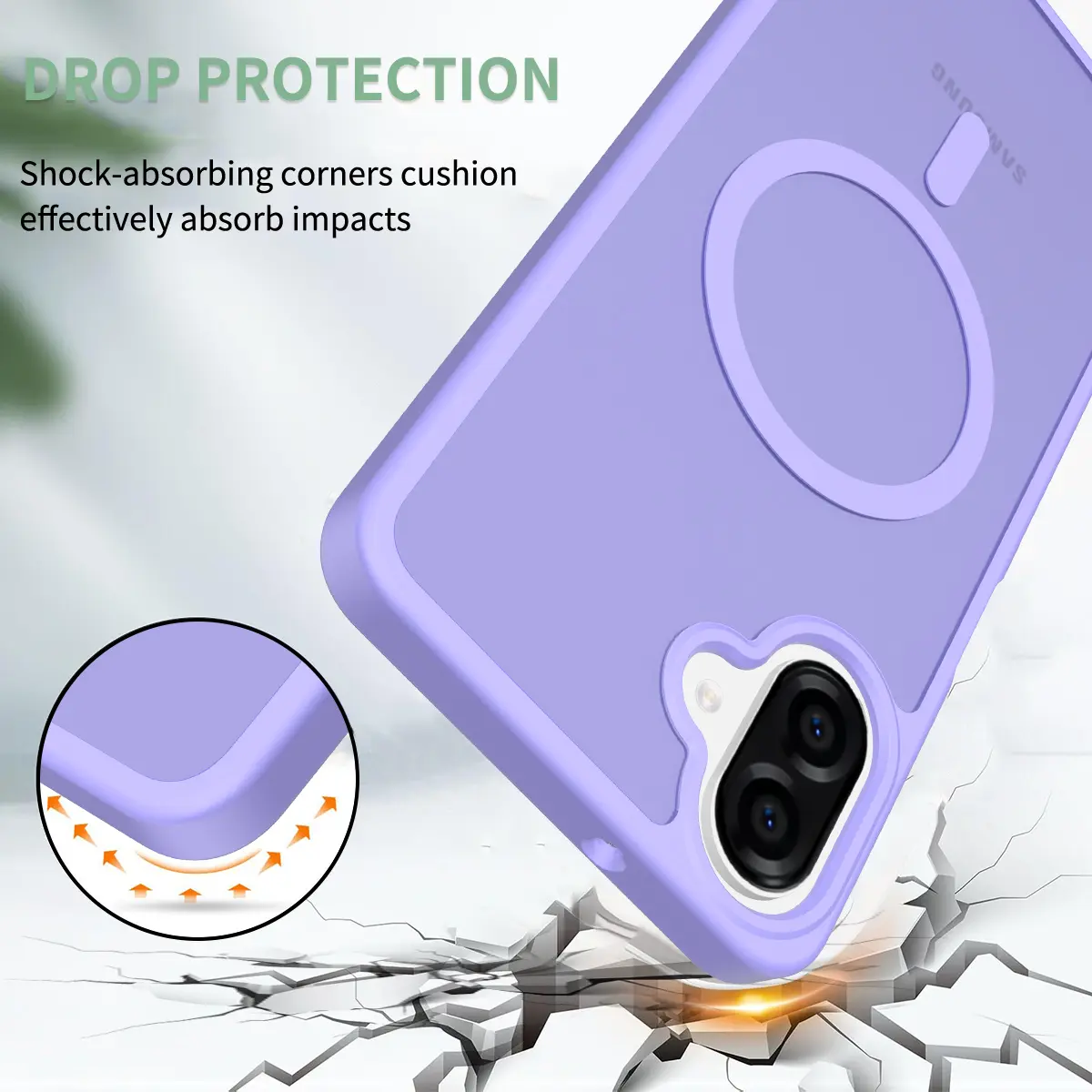 Samsung Galaxy A08 Hybrid Hoesje met MagSafe Back Cover Matte Paars afbeelding 2