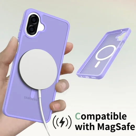 Samsung Galaxy A08 Hybrid Hoesje met MagSafe Back Cover Matte Paars afbeelding 5