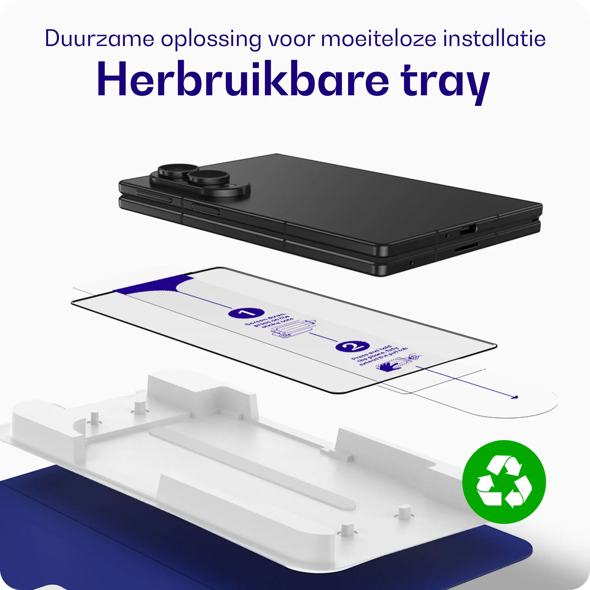 Buddi Easy Fit Samsung Galaxy Z Fold 8 Tempered Glass Installatietray (2-Pack) afbeelding 7