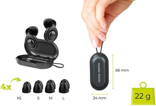 Mobile Origin Herbruikbare Slaapoordoppen 32 dB 4 Maten Siliconen Zwart afbeelding 14