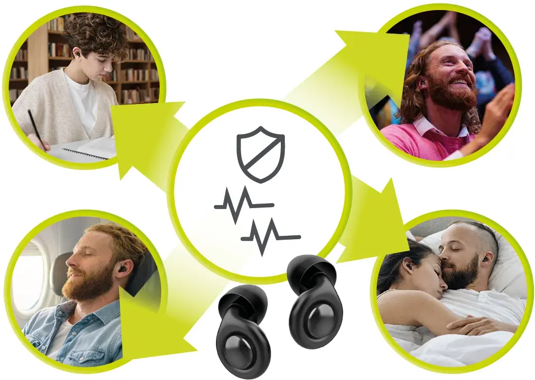 Mobile Origin Herbruikbare Slaapoordoppen 32 dB 4 Maten Siliconen Zwart afbeelding 10