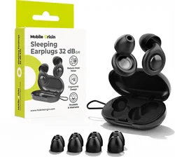 Mobile Origin Herbruikbare Slaapoordoppen 32 dB 4 Maten Siliconen Zwart afbeelding