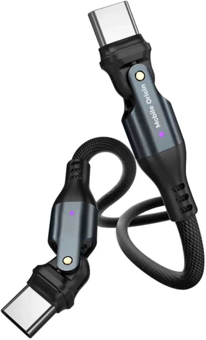 Mobile Origin USB-C naar USB-C Kabel 240W Draaibaar 1 Meter Zwart afbeelding 3