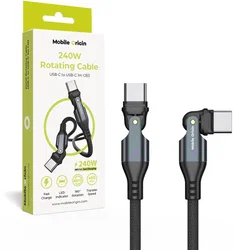 Mobile Origin USB-C naar USB-C Kabel 240W Draaibaar 1 Meter Zwart afbeelding