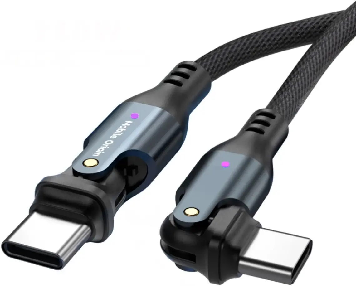 Mobile Origin USB-C naar USB-C Kabel 240W Draaibaar 1 Meter Zwart afbeelding 4