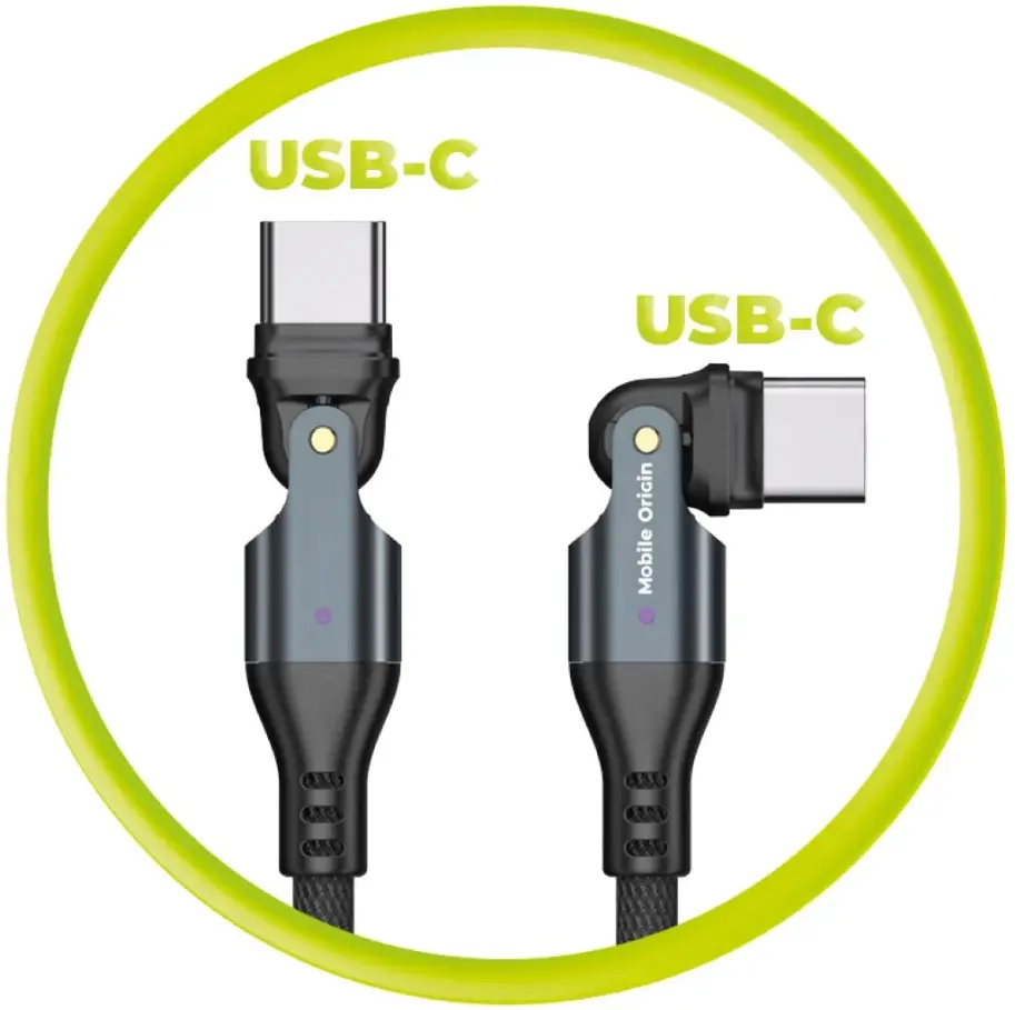 Mobile Origin USB-C naar USB-C Kabel 240W Draaibaar 1 Meter Zwart afbeelding 9