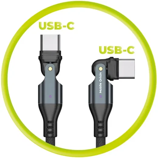 Mobile Origin USB-C naar USB-C Kabel 240W Draaibaar 1 Meter Zwart afbeelding 9