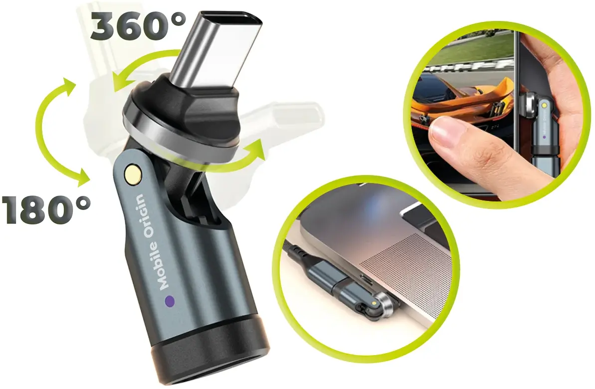 Mobile Origin USB-C Adapter 240W 540° Draaibaar USB-C naar USB-C Grijs afbeelding 7