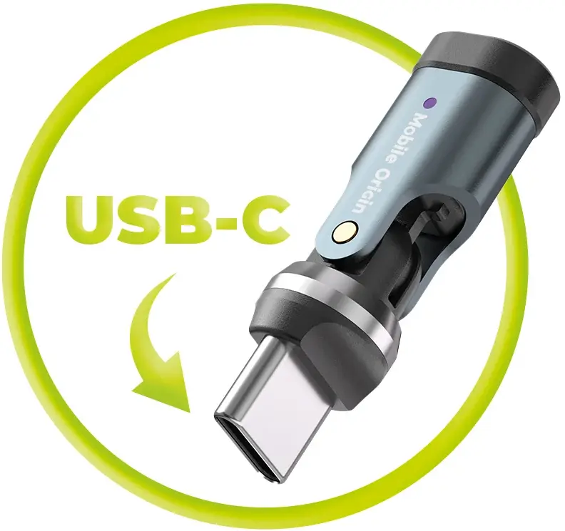 Mobile Origin USB-C Adapter 240W 540° Draaibaar USB-C naar USB-C Grijs afbeelding 10
