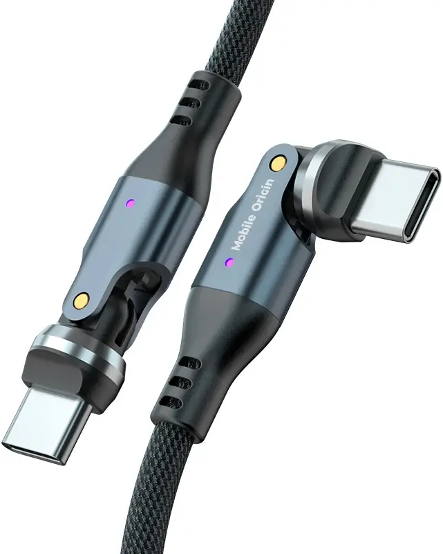 Mobile Origin USB-C naar USB-C Kabel 240W 540° Draaibaar 1 Meter Zwart afbeelding 3