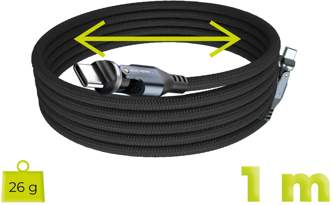 Mobile Origin USB-C naar USB-C Kabel 240W 540° Draaibaar 1 Meter Zwart afbeelding 11