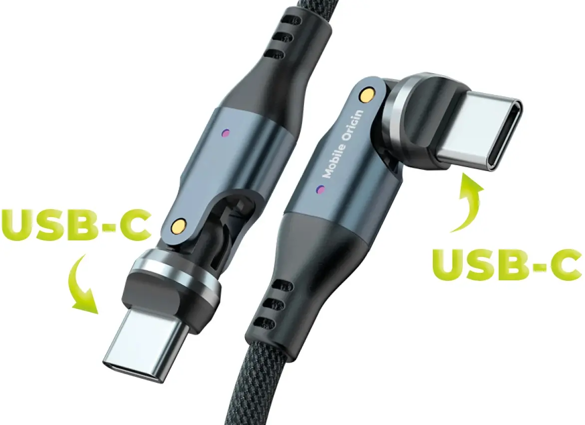 Mobile Origin USB-C naar USB-C Kabel 240W 540° Draaibaar 1 Meter Zwart afbeelding 9