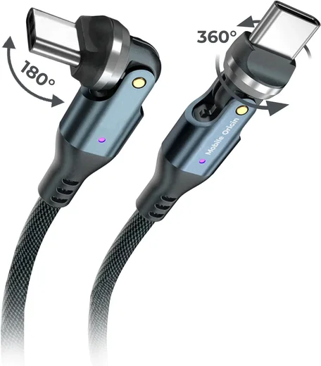 Mobile Origin USB-C naar USB-C Kabel 240W 540° Draaibaar 1 Meter Zwart afbeelding 2