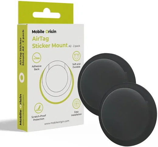 Mobile Origin AirTag Houder Siliconen met Plakstrip 2 Stuks Zelfklevend Zwart afbeelding 1