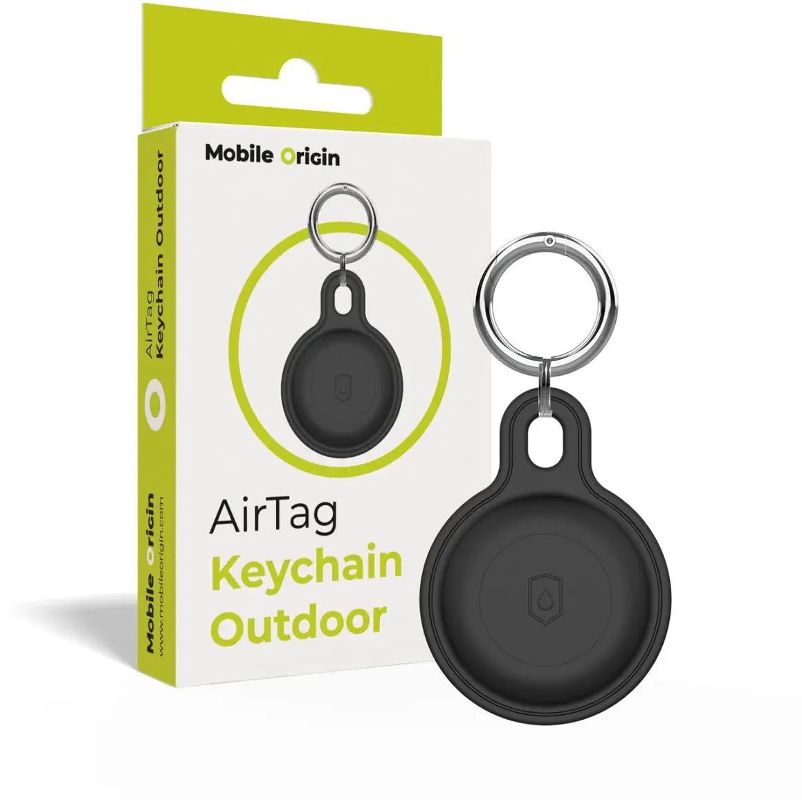 Mobile Origin AirTag Siliconen Sleutelhanger Waterbestendig IPX8 Zwart afbeelding 1