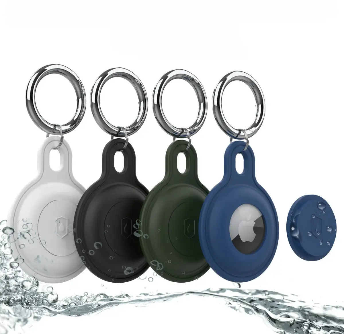 Mobile Origin AirTag Siliconen Sleutelhanger Waterbestendig IPX8 Zwart afbeelding 7