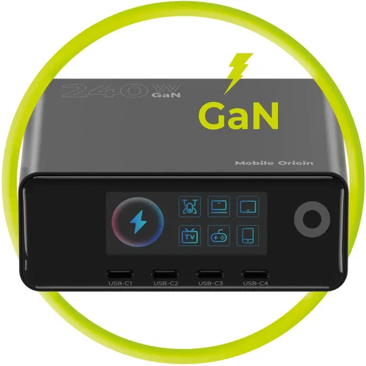 Mobile Origin (240W) GaN 6-Poorts USB-A / USB-C Oplaadstation met Display afbeelding 9