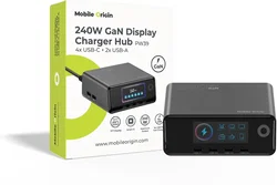 Mobile Origin (240W) GaN 6-Poorts USB-A / USB-C Oplaadstation met Display afbeelding