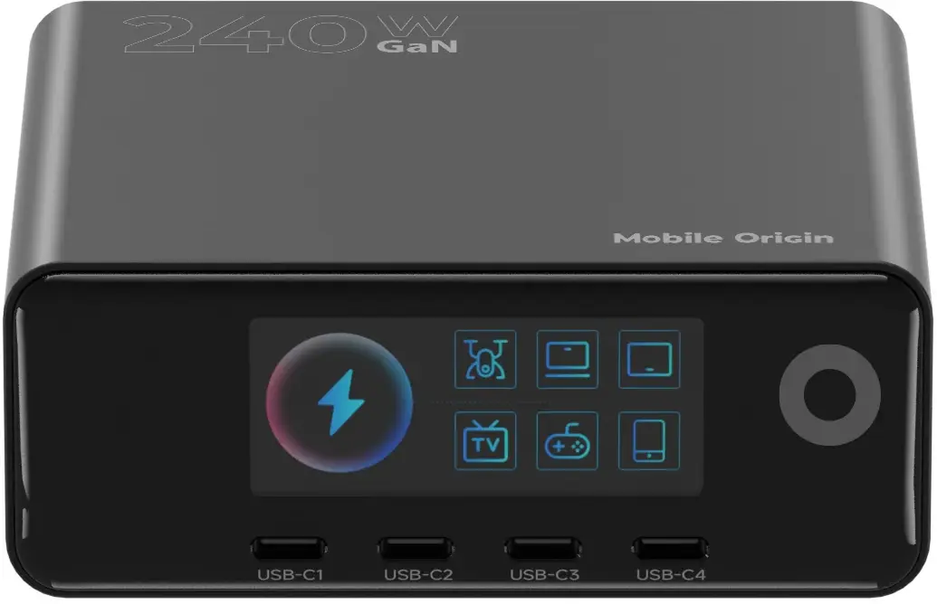 Mobile Origin (240W) GaN 6-Poorts USB-A / USB-C Oplaadstation met Display afbeelding 5