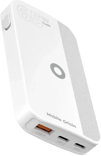 Mobile Origin GaN Oplader 65W 2x USB-C + 1x USB-A PD Wit afbeelding 4