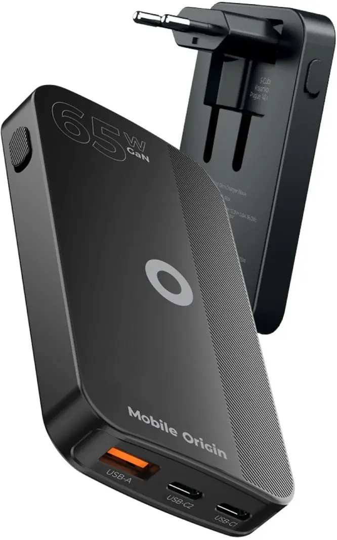 Mobile Origin GaN Oplader 65W 2x USB-C + 1x USB-A PD Zwart afbeelding 2