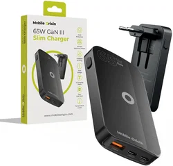 Mobile Origin GaN Oplader 65W 2x USB-C + 1x USB-A PD Zwart afbeelding