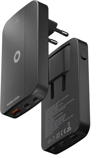 Mobile Origin GaN Oplader 65W 2x USB-C + 1x USB-A PD Zwart afbeelding 3