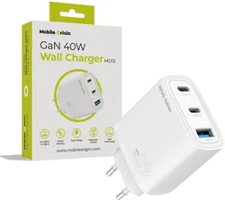 Mobile Origin GaN Oplader 40W 1x USB-A / 2x USB-C Power Delivery Wit afbeelding