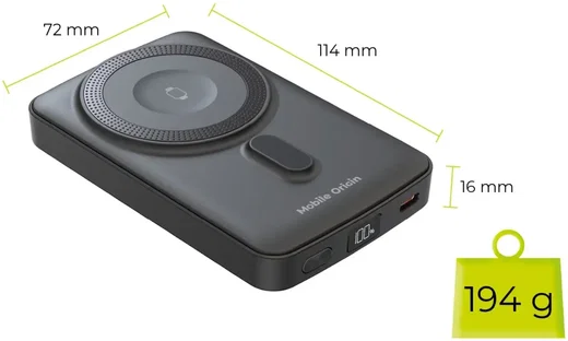 Mobile Origin MagSafe en Apple Watch Powerbank 10000mAh USB-C PD 20W Zwart afbeelding 12