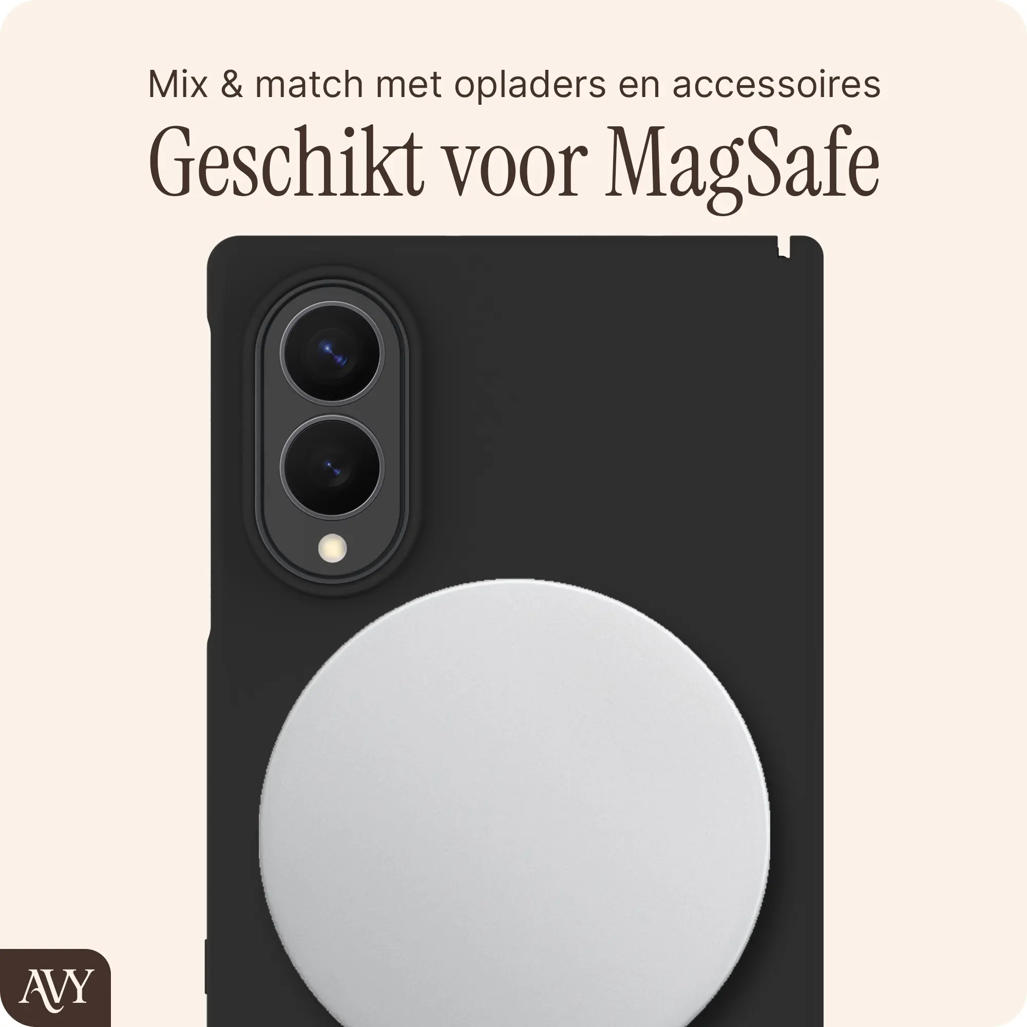 AVY Samsung Galaxy Z Fold 8 Hoesje Liquid Silicone met MagSafe Zwart afbeelding 7