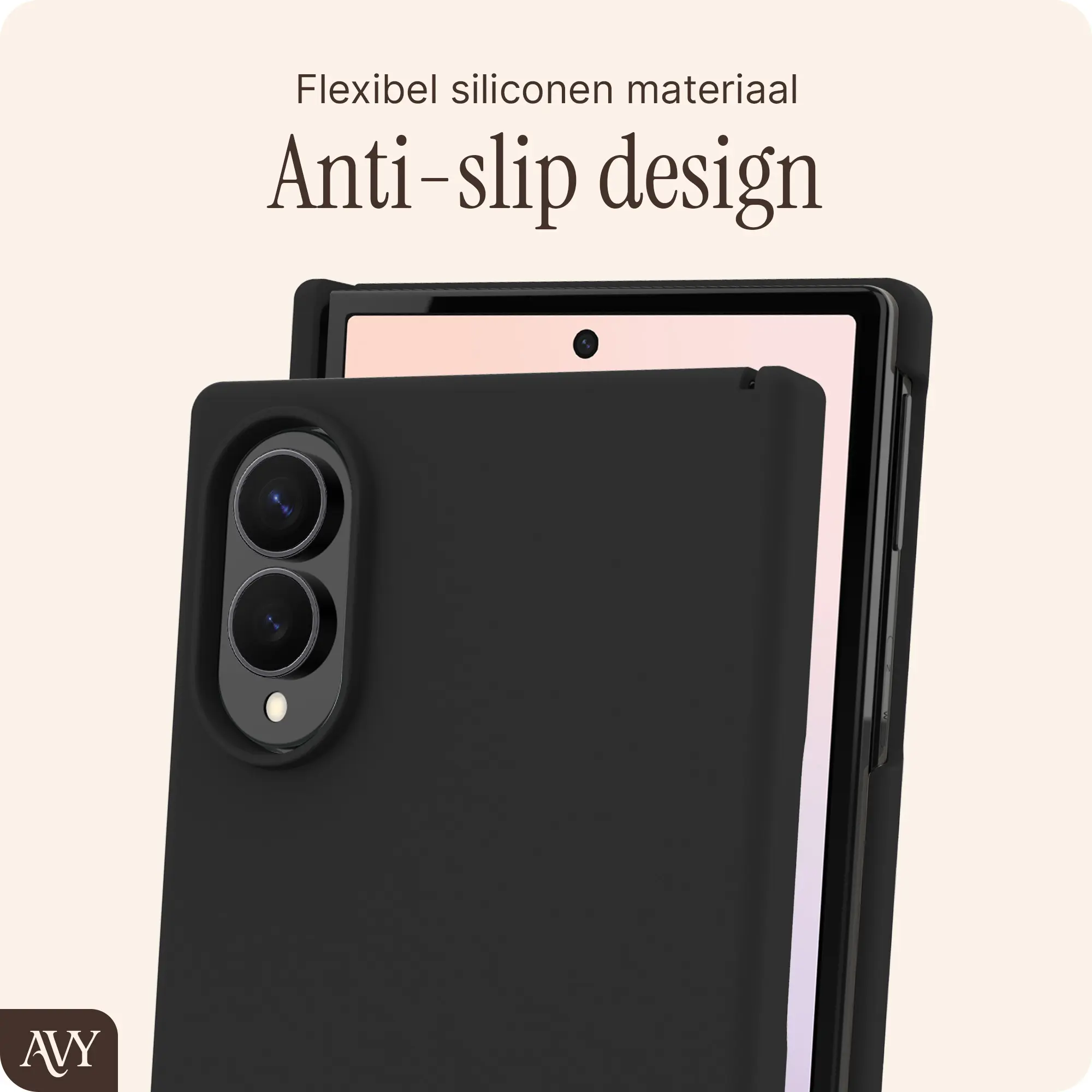 AVY Samsung Galaxy Z Fold 8 Hoesje Liquid Silicone met MagSafe Zwart afbeelding 6