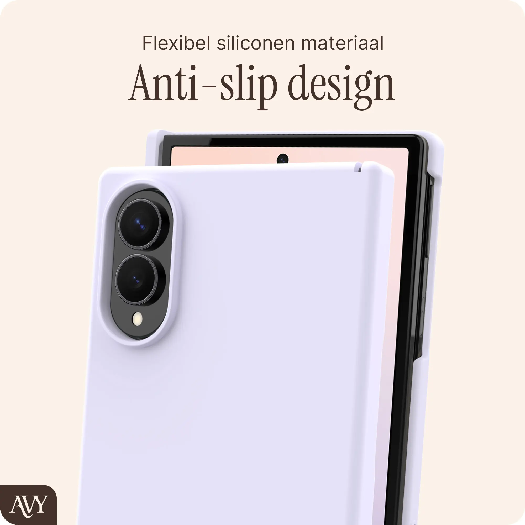 AVY Samsung Galaxy Z Fold 8 Hoesje Liquid Silicone met MagSafe Paars afbeelding 6