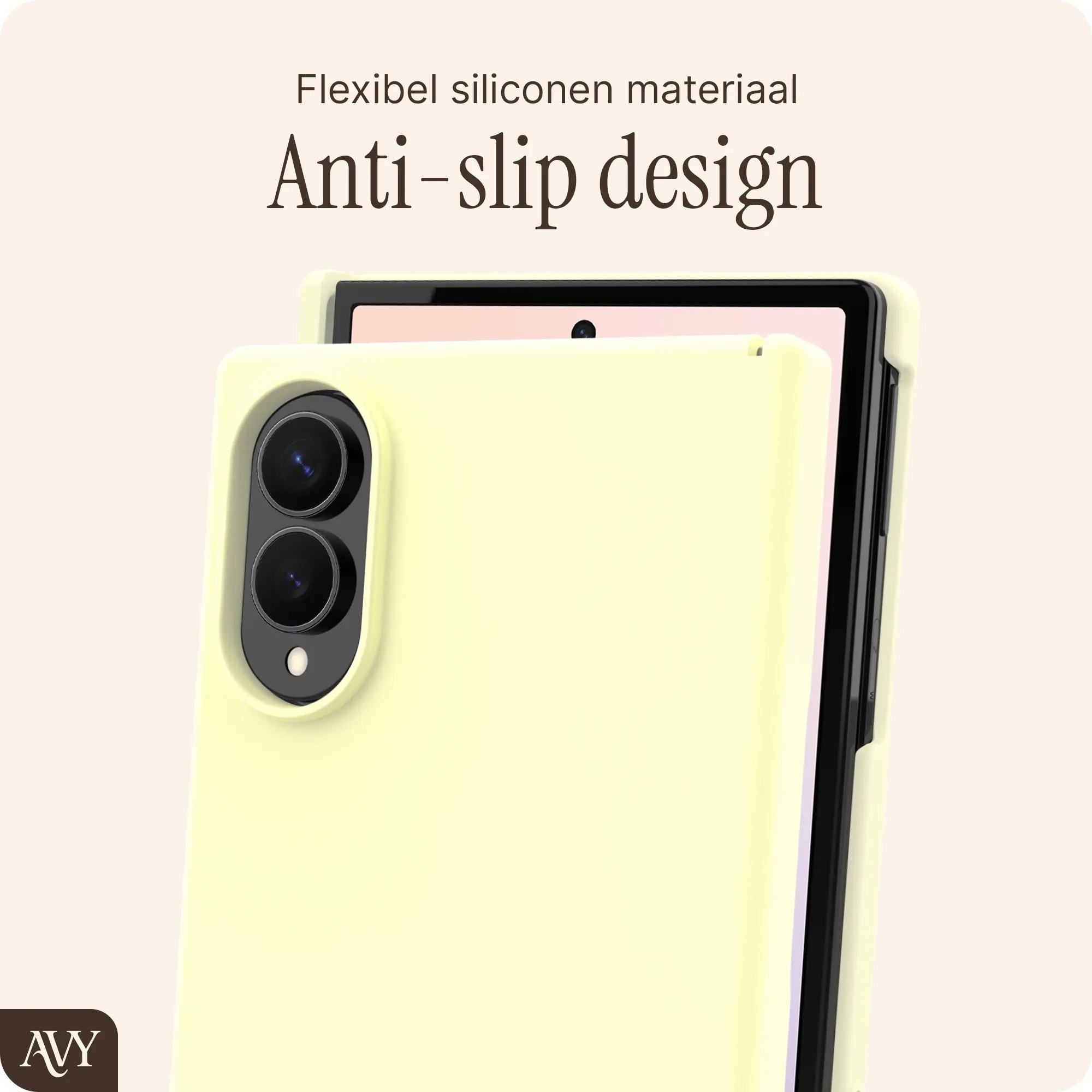 AVY Samsung Galaxy Z Fold 8 Hoesje Liquid Silicone met MagSafe Butter Yellow afbeelding 6