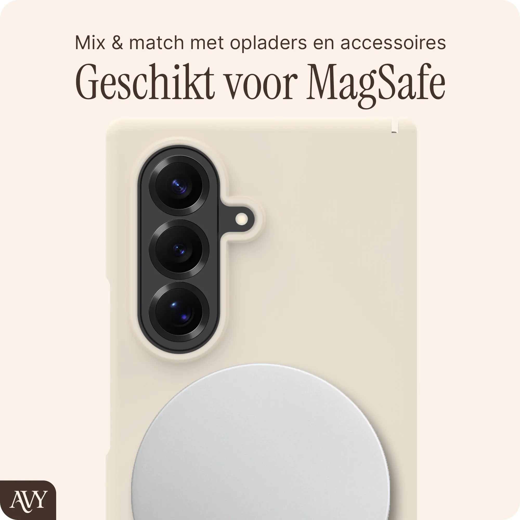 AVY Samsung Galaxy Z Fold 8 Ultra Hoesje Liquid Silicone MagSafe Beige afbeelding 7