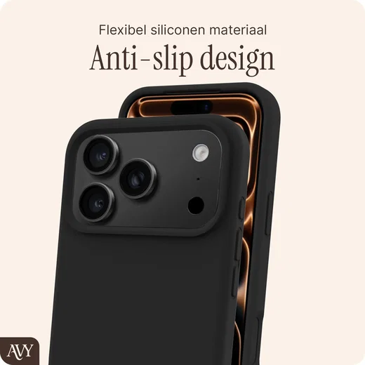 AVY Apple iPhone 18 Pro Max Hoesje Liquid Silicone met MagSafe Zwart afbeelding 7