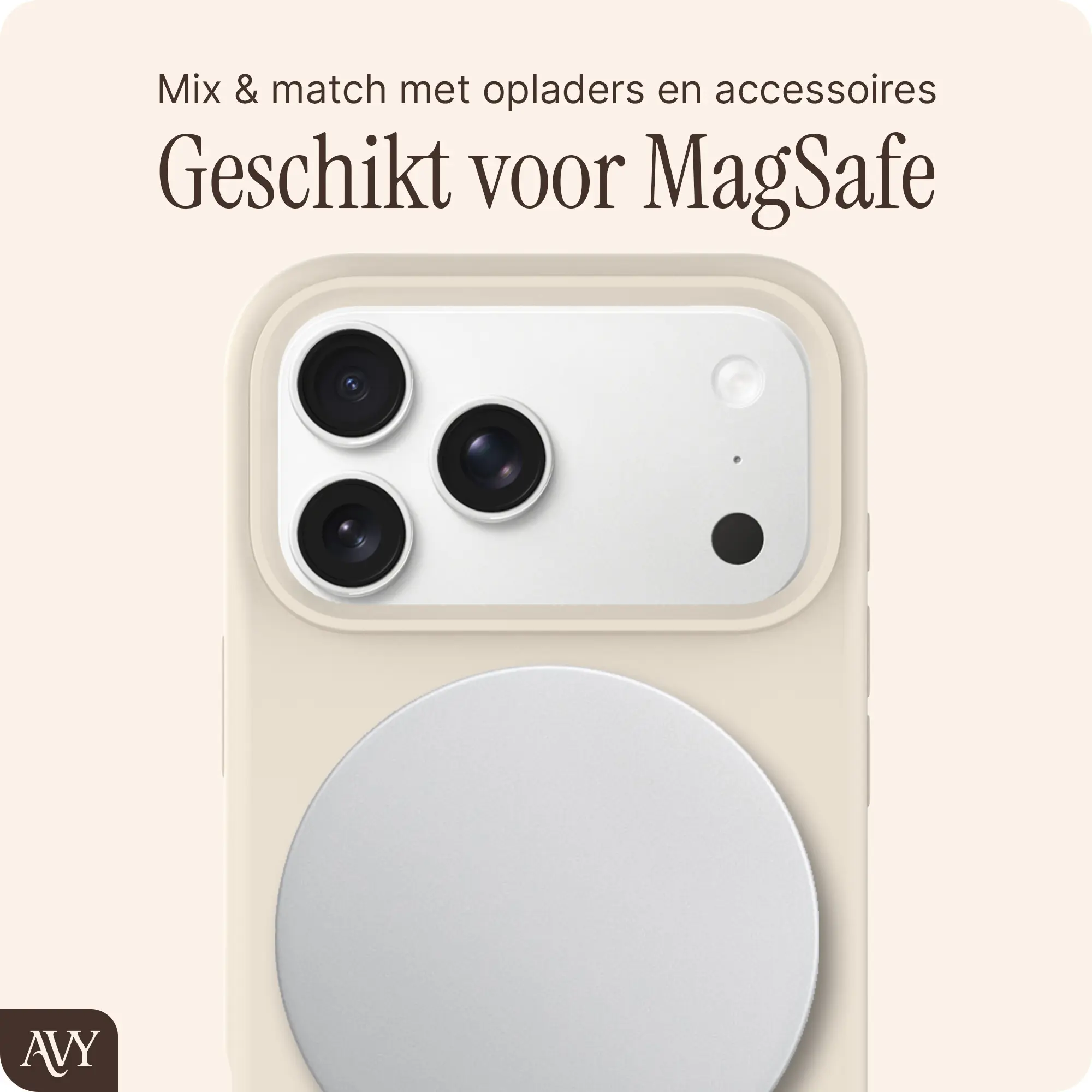 AVY Apple iPhone 18 Pro Max Hoesje Liquid Silicone met MagSafe Beige afbeelding 8