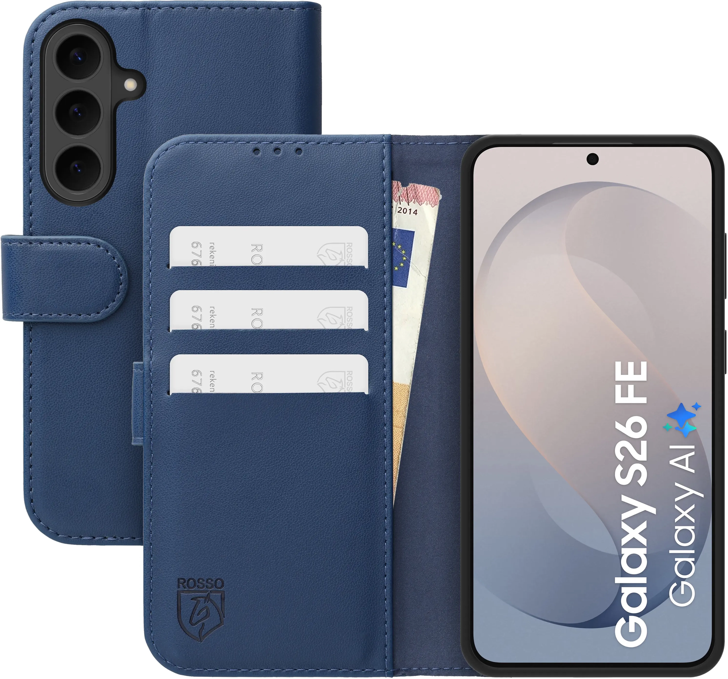 Rosso Element Modern Samsung Galaxy S26 FE Hoesje Book Case Wallet Blauw afbeelding 1