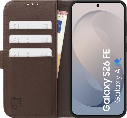 Rosso Element Modern Samsung Galaxy S26 FE Hoesje Book Case Wallet Bruin afbeelding 5