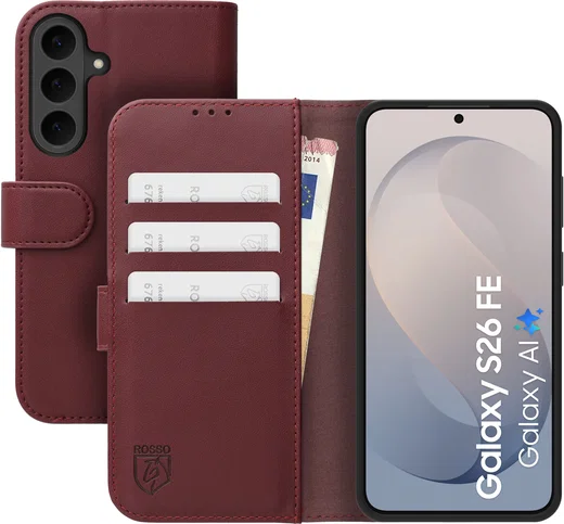 Rosso Element Modern Samsung Galaxy S26 FE Hoesje Book Case Wallet Burgundy afbeelding 1