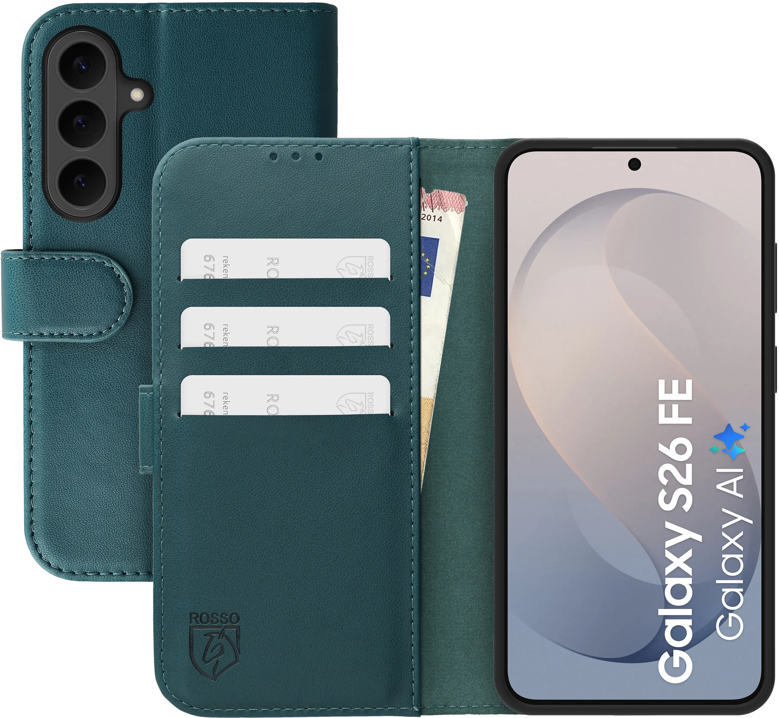 Rosso Element Modern Samsung Galaxy S26 FE Hoesje Book Case Wallet Groen afbeelding 1