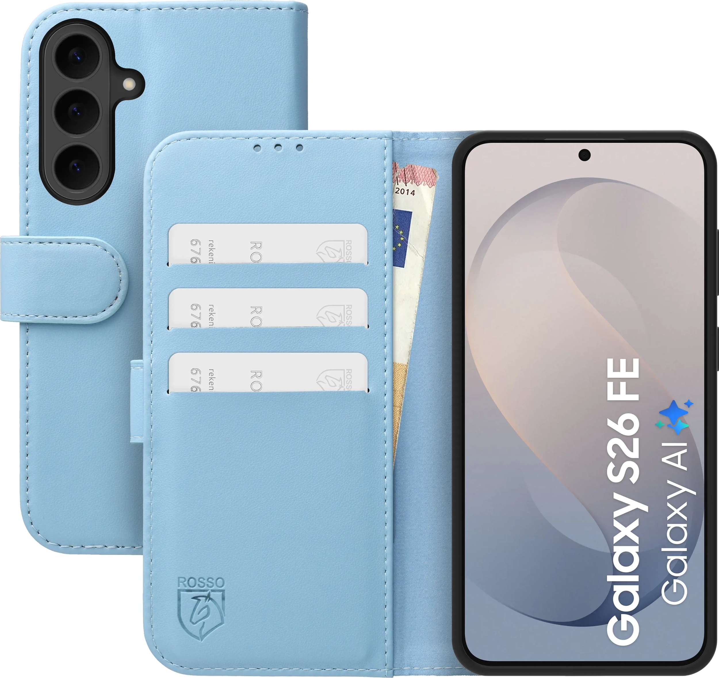 Rosso Element Modern Samsung Galaxy S26 FE Hoesje Book Case Wallet Licht Blauw afbeelding 1