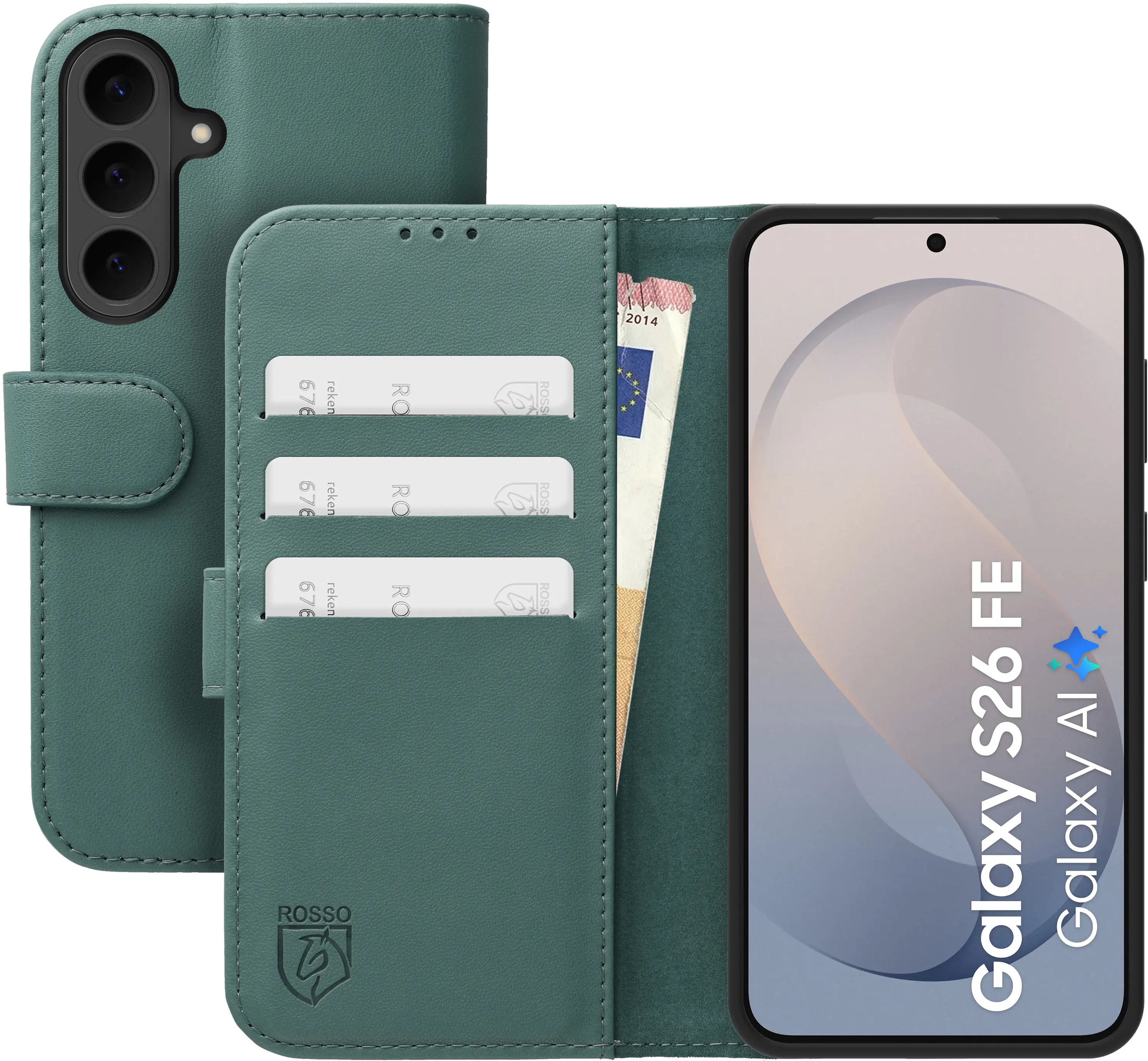 Rosso Element Modern Samsung Galaxy S26 FE Hoesje Book Case Wallet Licht Groen afbeelding 1