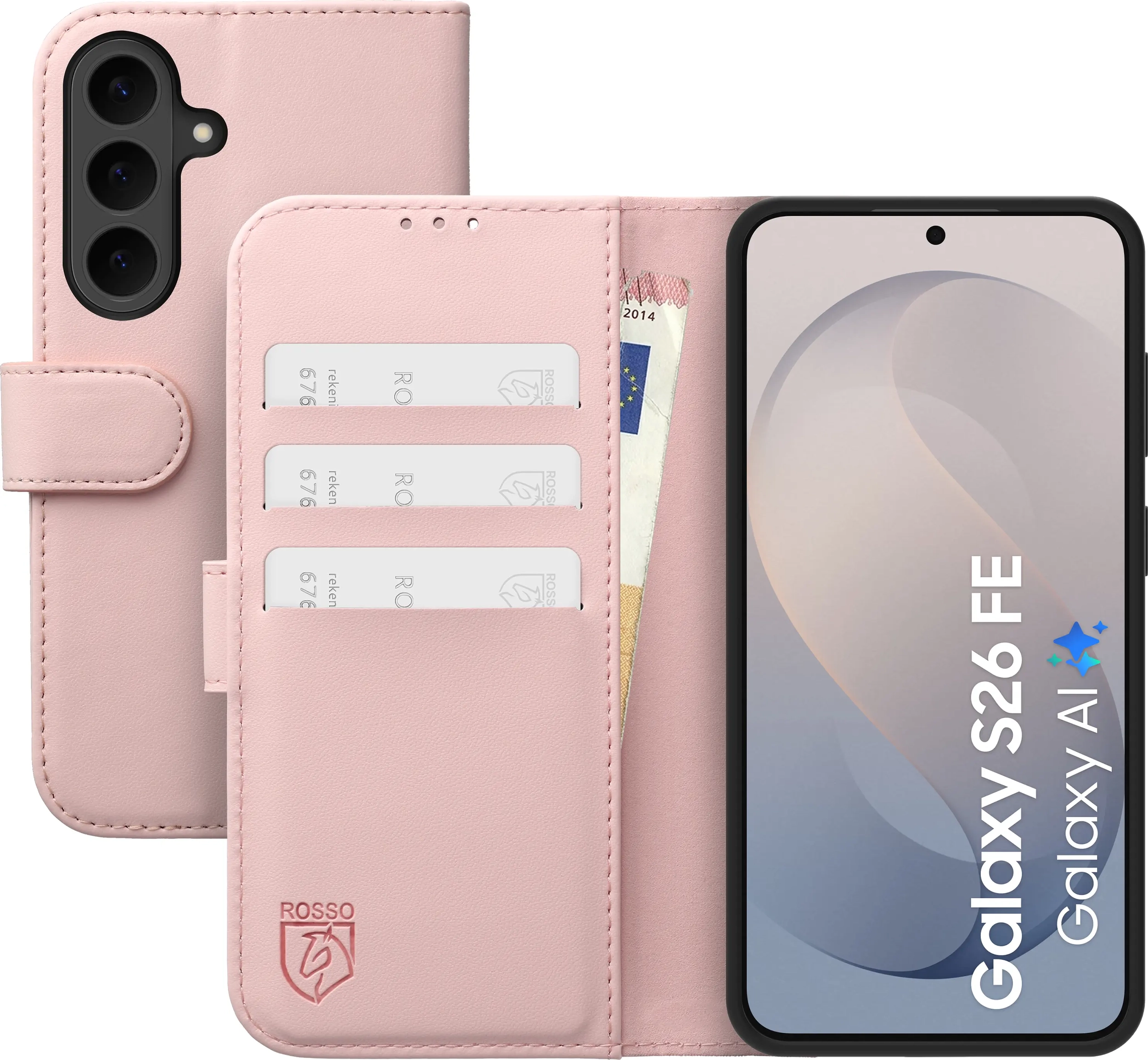 Rosso Element Modern Samsung Galaxy S26 FE Hoesje Book Case Wallet Roze afbeelding 1